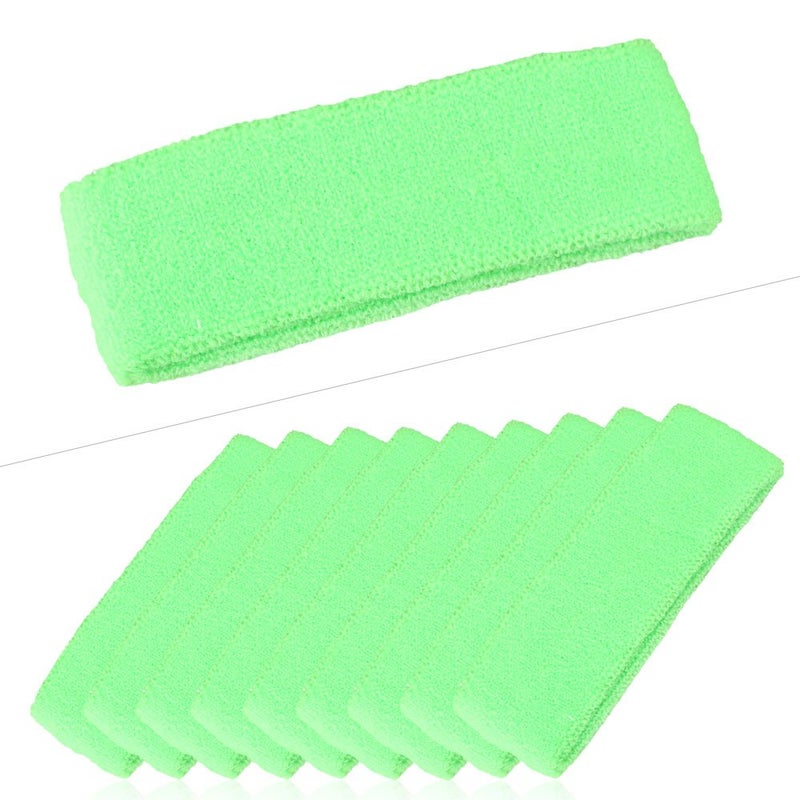Mallofusa ? 10 PCS Cotton Sports Basketball Headband/Sweatband Head Sweat Band/Brace Gift Party Outdoor Activities (Light Green) - Image 2